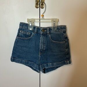 American apparel denim high waisted mom shorts